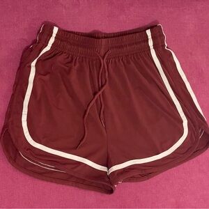 Retro High Waist Soft Burgundy Athletic Shorts